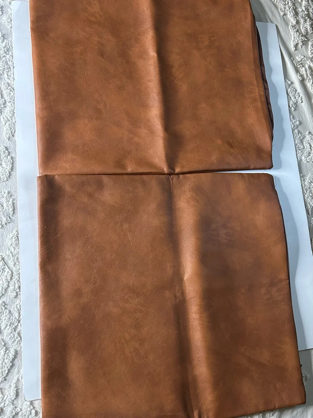 Two Dezene Faux Leather Pillow Covers